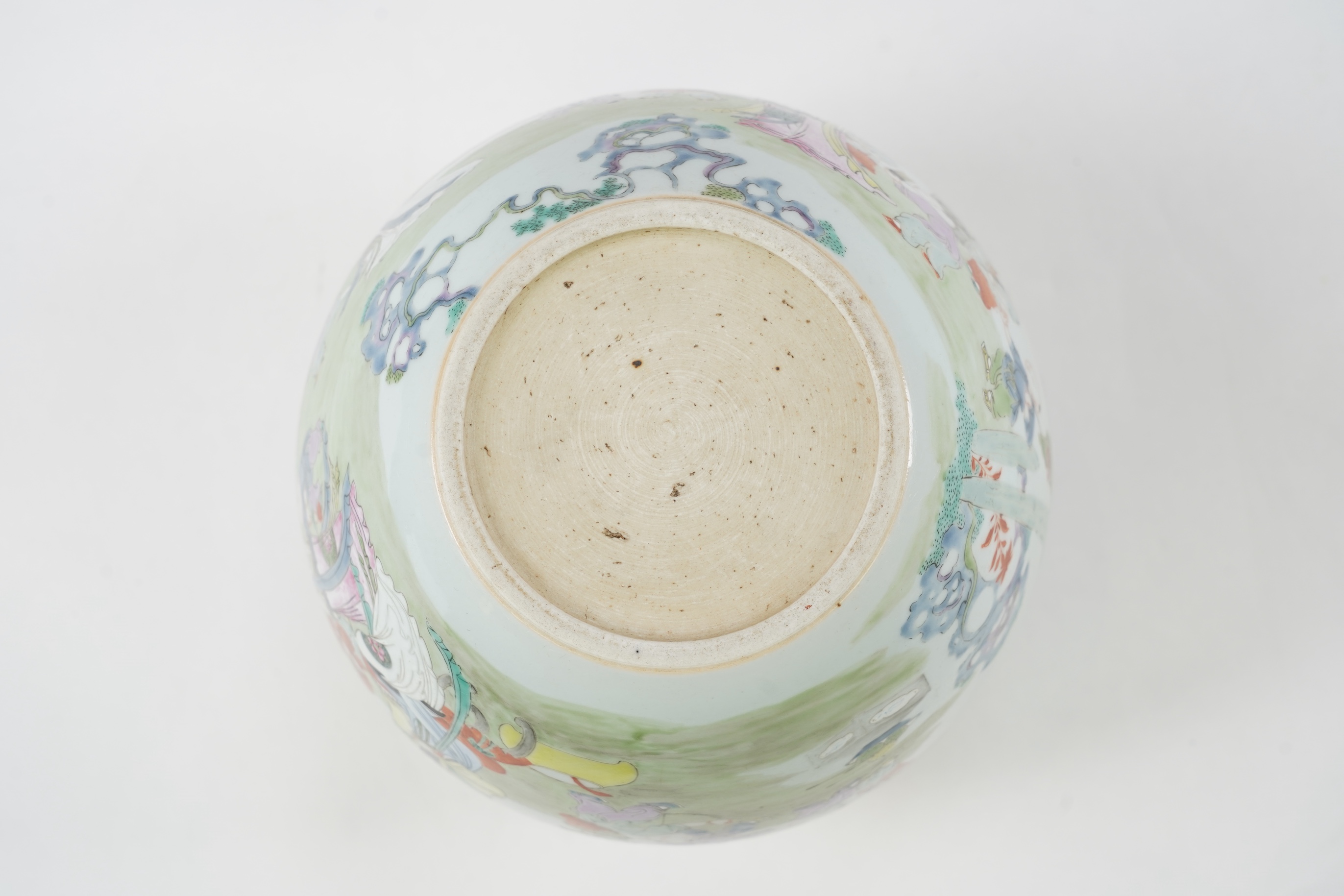 A Chinese famille 'boys' ovoid jar